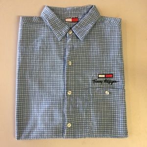 Tommy Hilfiger Vtg XL Button Up Flag & Spellout